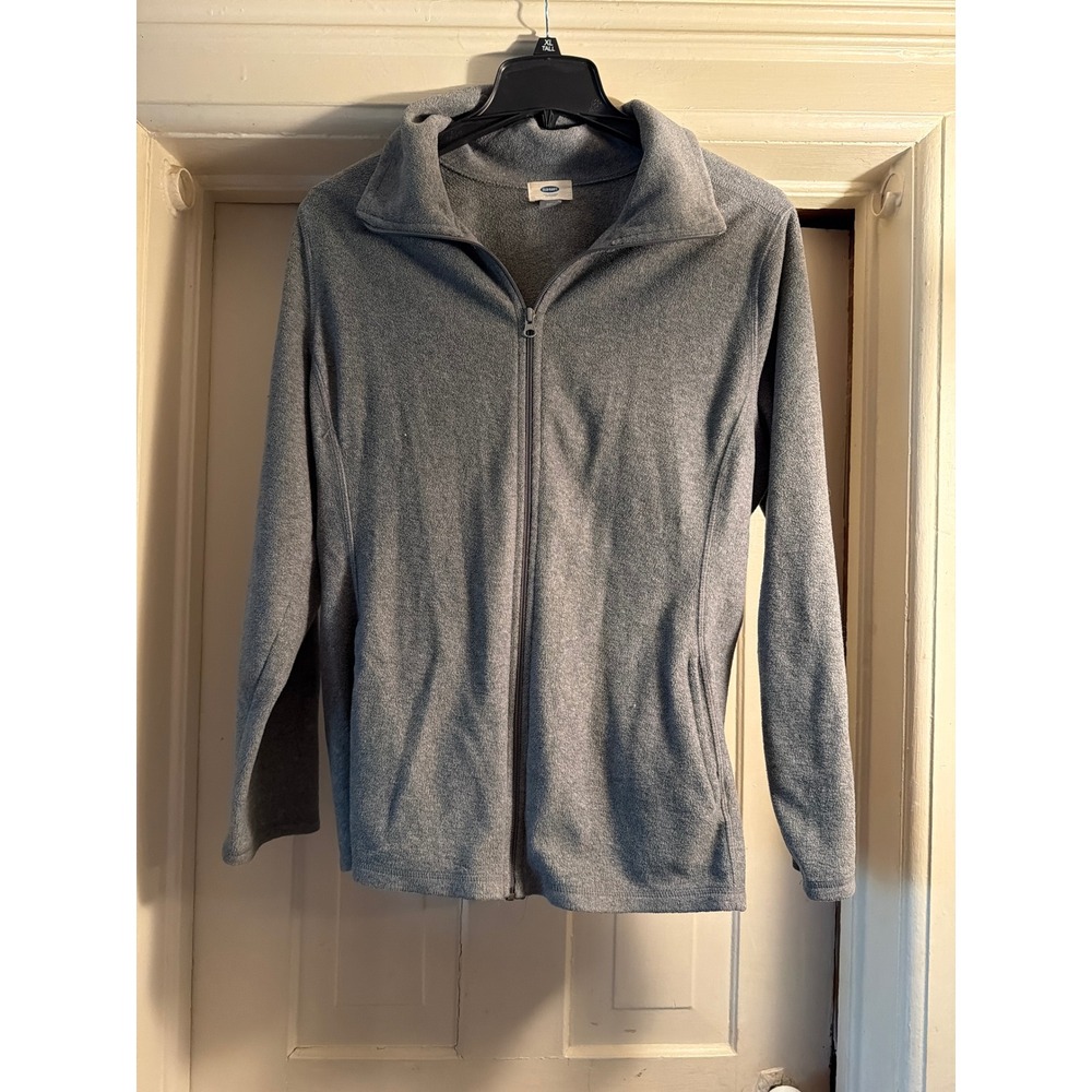 Old Navy Womens XXL Gray Full Zip Fleece Jacket Mock Neck Long Sleeve Soft Layer